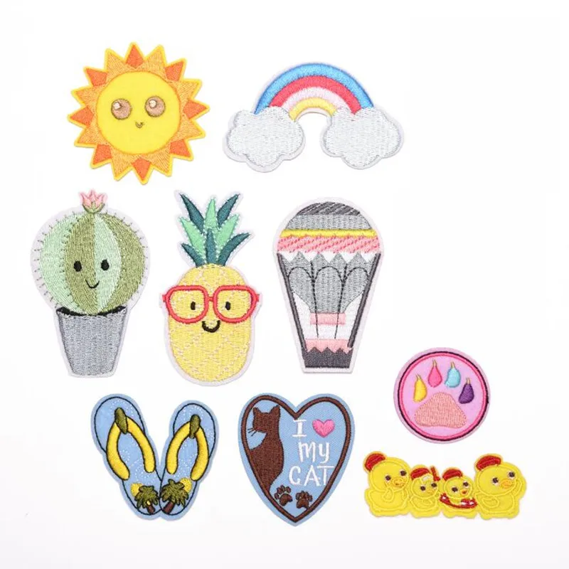 

Summer Sun Clouds Badge Repair Patch Embroidered Patches Iron On For Clothing Close Shoes Bags Badges Embroidery