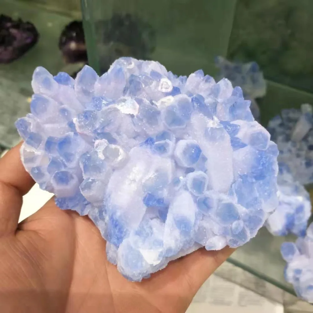 700g Rare natural blue crystal cluster mineral specimen wedding
