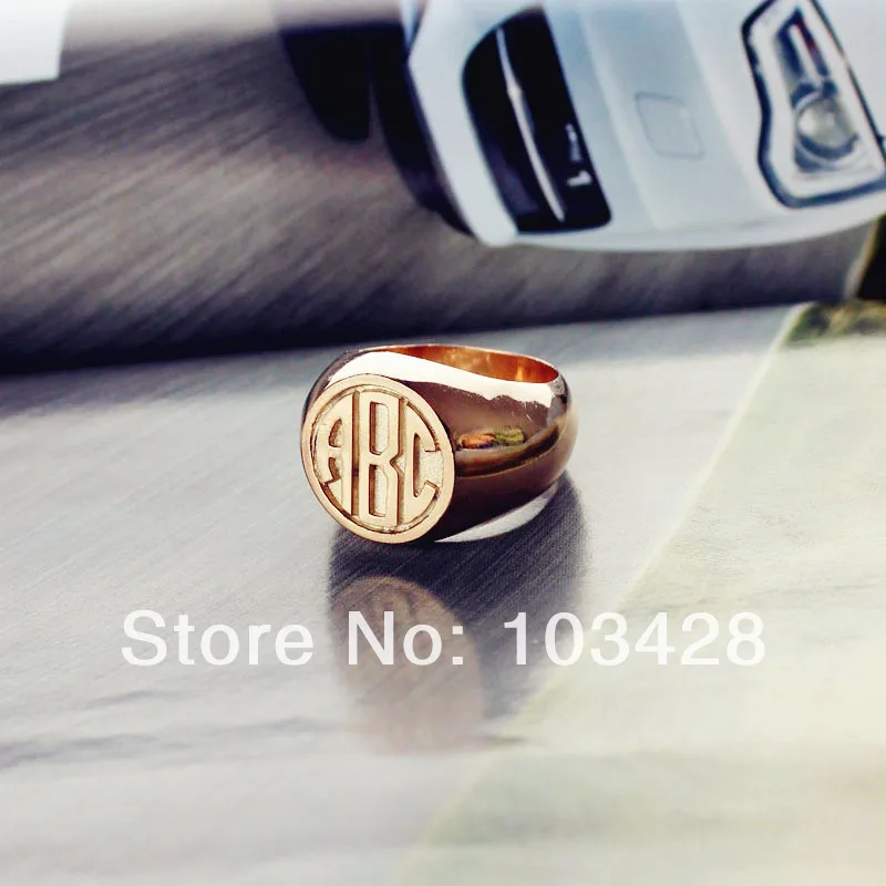 AILIN Monogram Rings Initials Engraved Rings Circle Block Rings Rose Gold Color Personalized Name Rings 0.59 AILIN Monogram Rings Initials Engraved Rings Circle Block Rings Rose Gold Color Personalized Name Rings 0.59