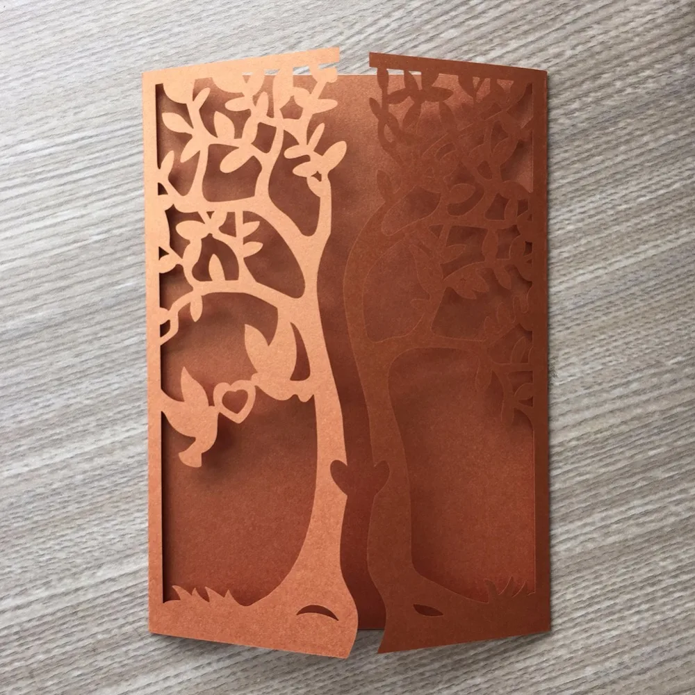 30pcs Dark Green Laser Cut Tree Hollow Marriage Wedding Invitations Cards Greeting Postcard Event Party Supplies | Дом и сад