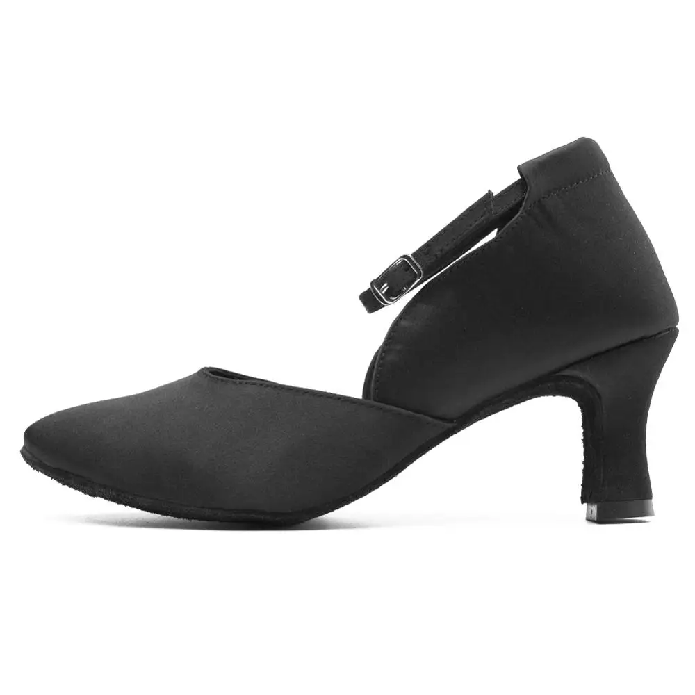 Новое поступление, мягкие туфли для латинских танцев, женская танцевальная обувь, туфли для латинских танцев, каблук около 5 см/7 см - Цвет: Black 65mm