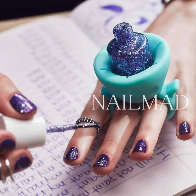 1pc Wearable Nail Polish Holder Silicone Polish Holder Ring Nail