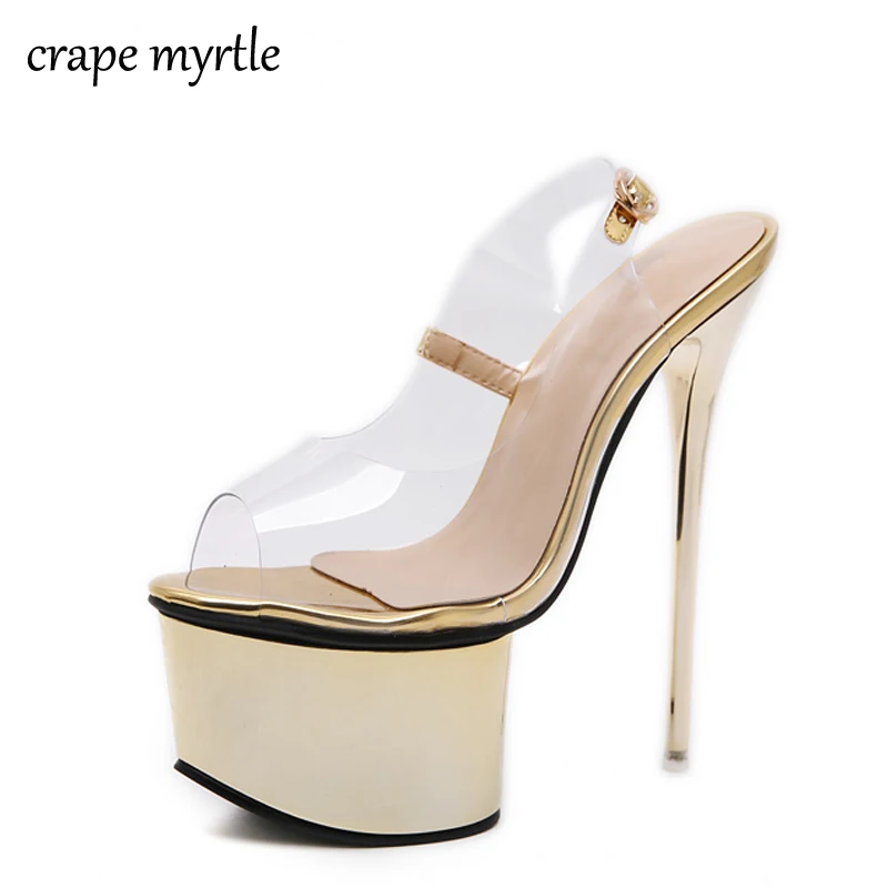 

crystal sandals New Summer Sexy Women High Heels Sandals Fashion Stripper Shoes Party Pumps Women Platform bling Sandals YMA398