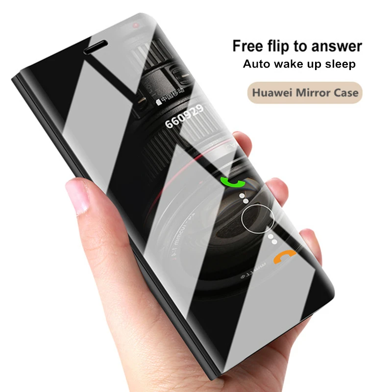

Flip-free Answer Smart Flip Cover Case For HUAWEI P20 Pro P10 P9 Plus Auto Wake Up Mirror Case For HUAWEI Mate 10 9 Pro Mate 8