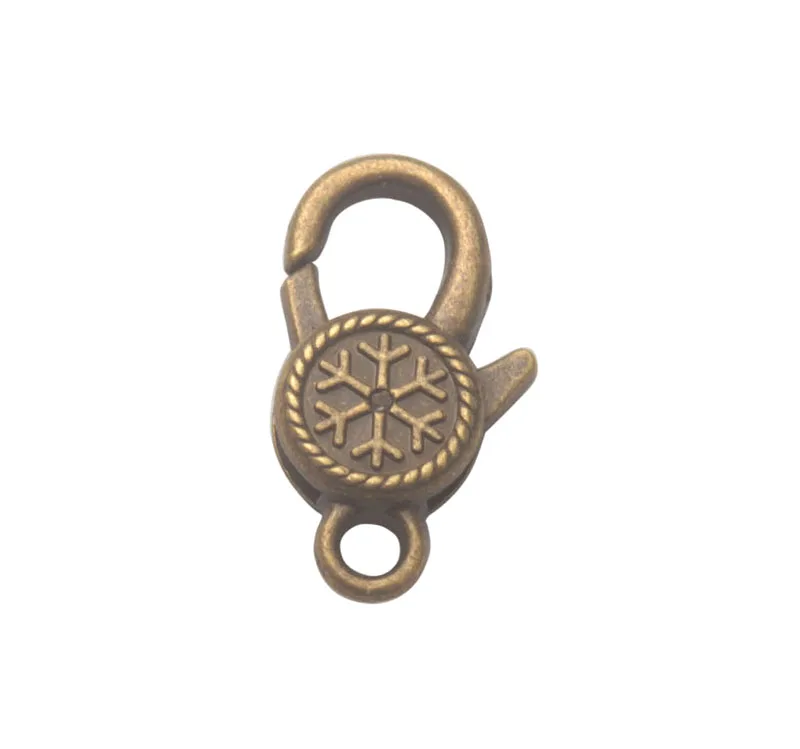 

40PCS Antiqued Color Snowflake Lobster Clasps 14x25mm