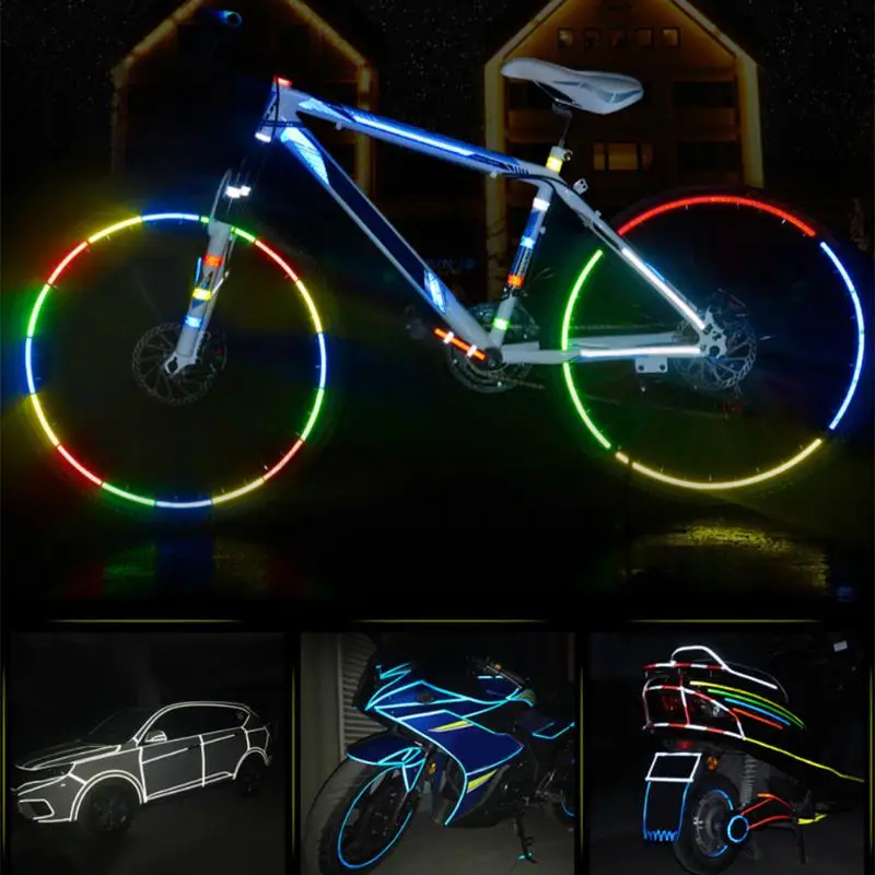 Fluorescent  Bike Bicycle Cycling Motorcycle Reflective Stickers Strips Tape RGS 