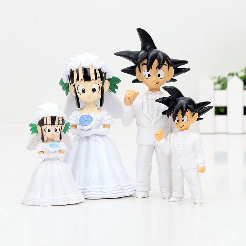

2pcs/set Dragon Ball Z Goku ChiChi Wedding dolls wcf dwc7 PVC Action Figure Toy 11cm