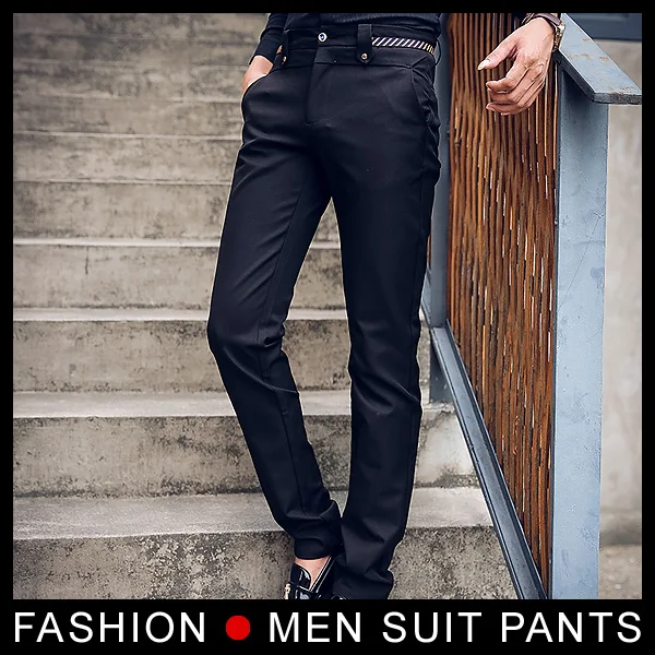 High quality Mens Formal Dress Pant Straight Stretch Slim