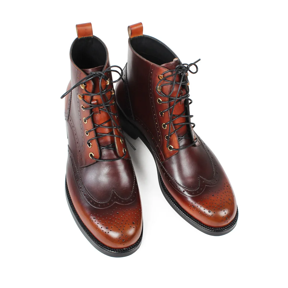 VIKEDUO/Новые осенние мужские ботинки в байкерском стиле с перфорацией типа «броги»; черные ботинки на заказ; мужские ботинки ручной работы из натуральной кожи; botas hombre