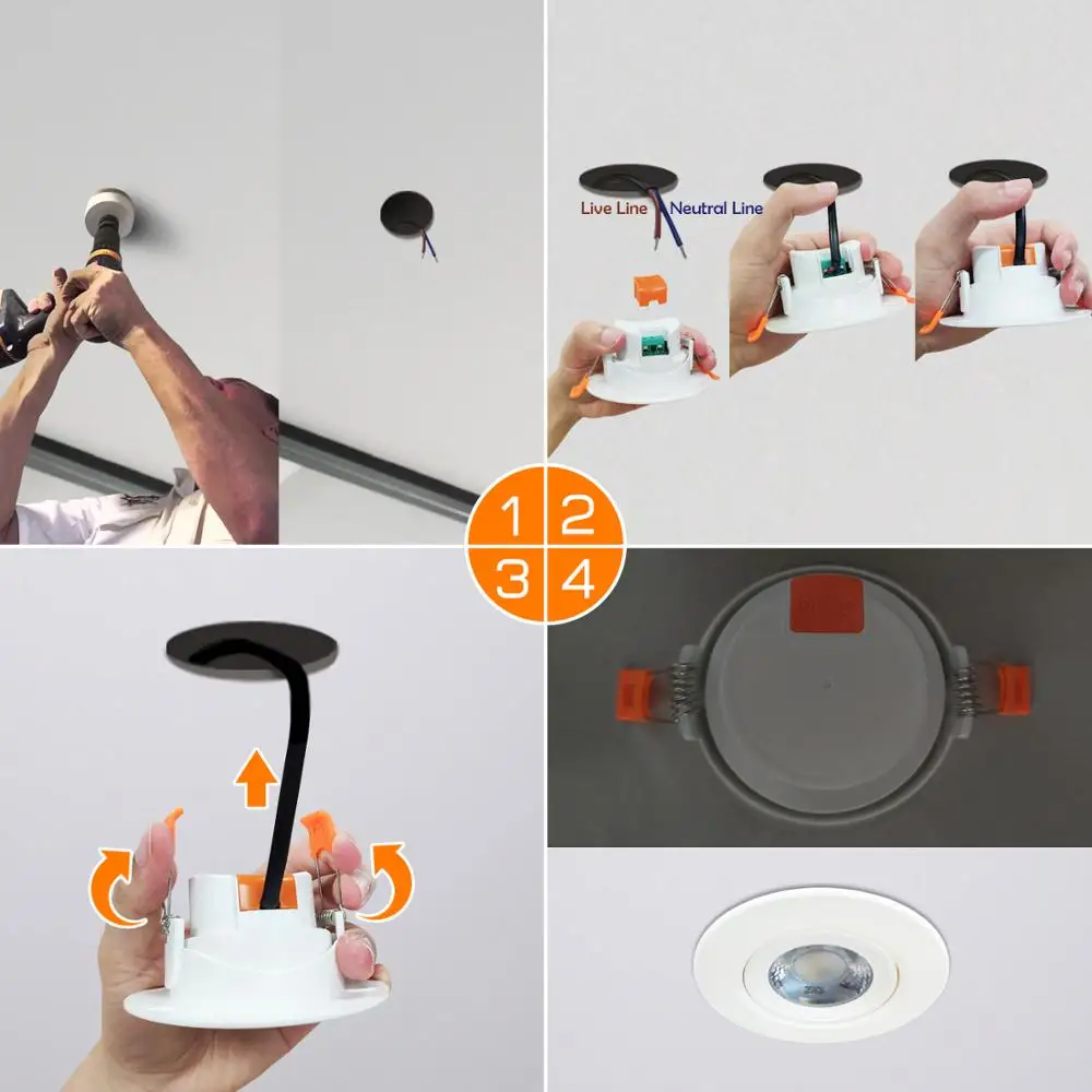 Directional 6w Small Led Recessed Downlight Vaulted Ceiling Led