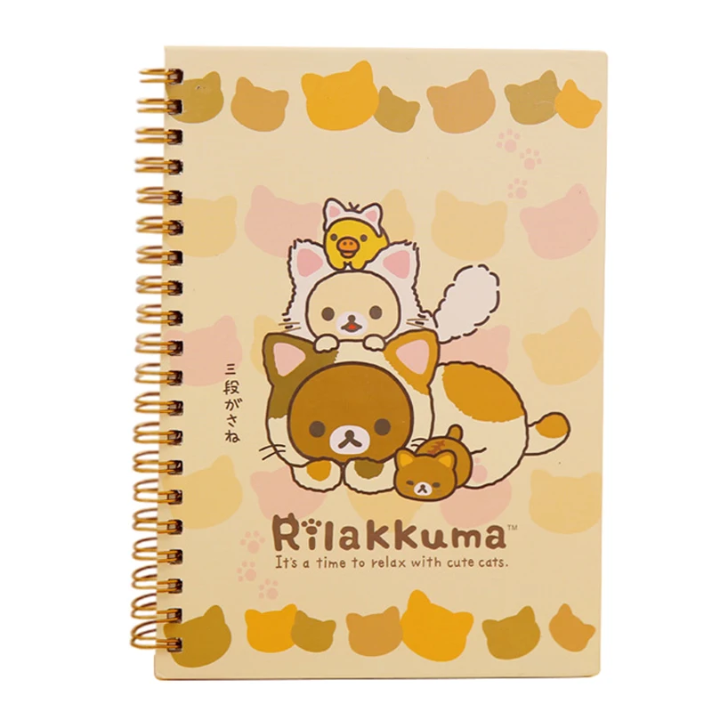 

Kawaii Japan cartoon Rilakkuma&Sumikkogurashi Coil notebook/Diary agenda/pocket book/office school supplies Yellow Bear Play Cat