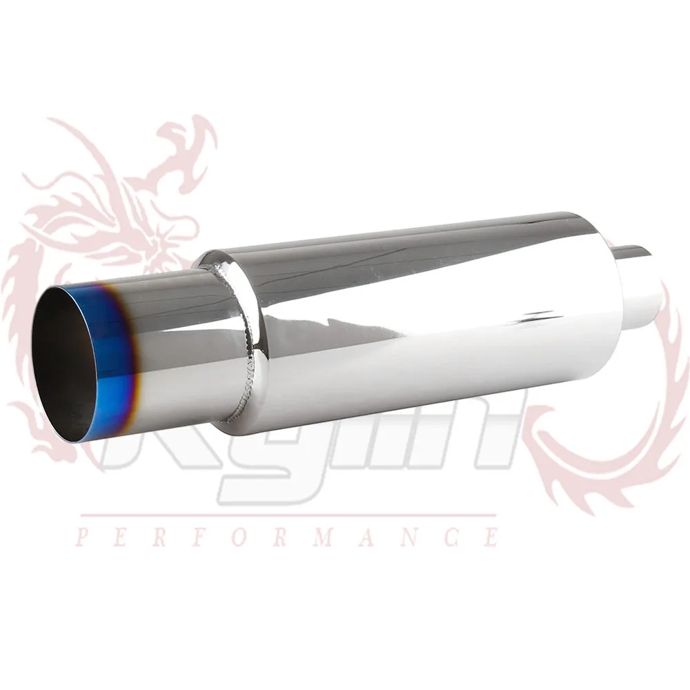 4" N1 Style Burn Tip Stainless Steel Racing Resonator Exhaust Muffler 2.5" Inletin Mufflers