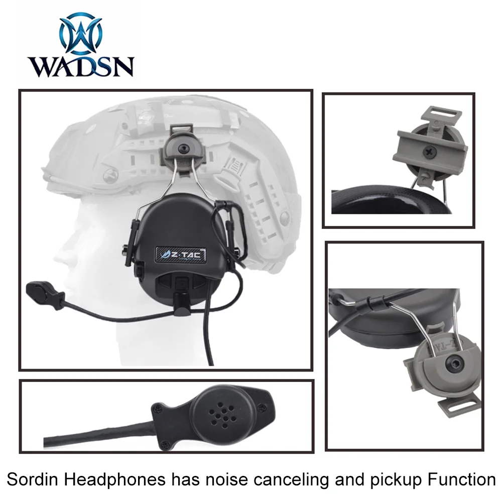 WADSN softair тактическая гарнитура для шлема sordin airsoft наушники с активным шумоподавлением Z-tactical наушники для крепления TAST WZ034