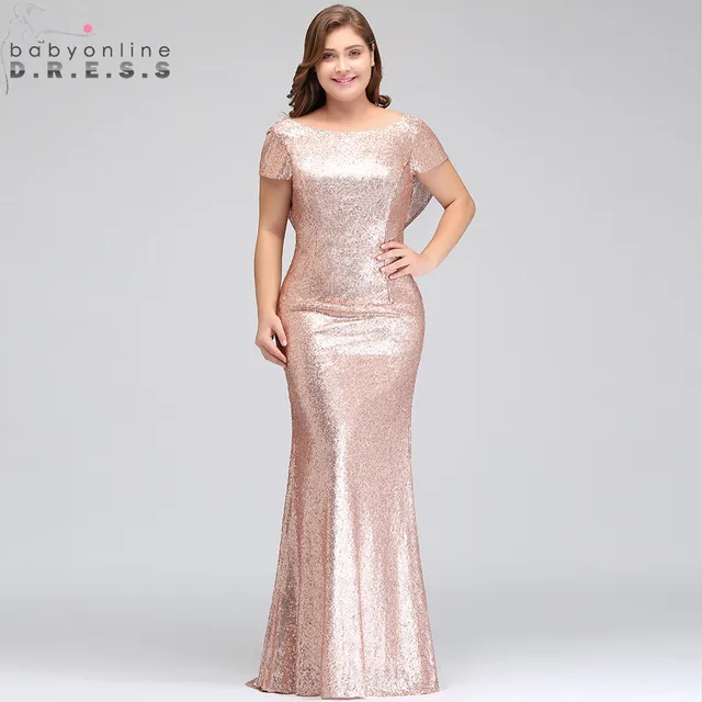 Best Offers Plus Size 26W Pink Mermaid Bridesmaid Dresses Sexy Short Sleeve Sequined Wedding Party Dress Robe Demoiselle D'honneur Best Offers Plus Size 26W Pink Mermaid Bridesmaid Dresses Sexy Short Sleeve Sequined Wedding Party Dress Robe Demoiselle D'honneur