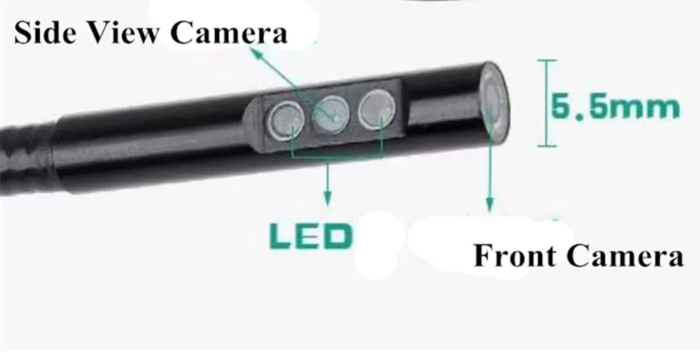  5.5MM Dual Camera (Front Camera and Side View Camera ) Endoscope Pipe For AV Endoscope Camera