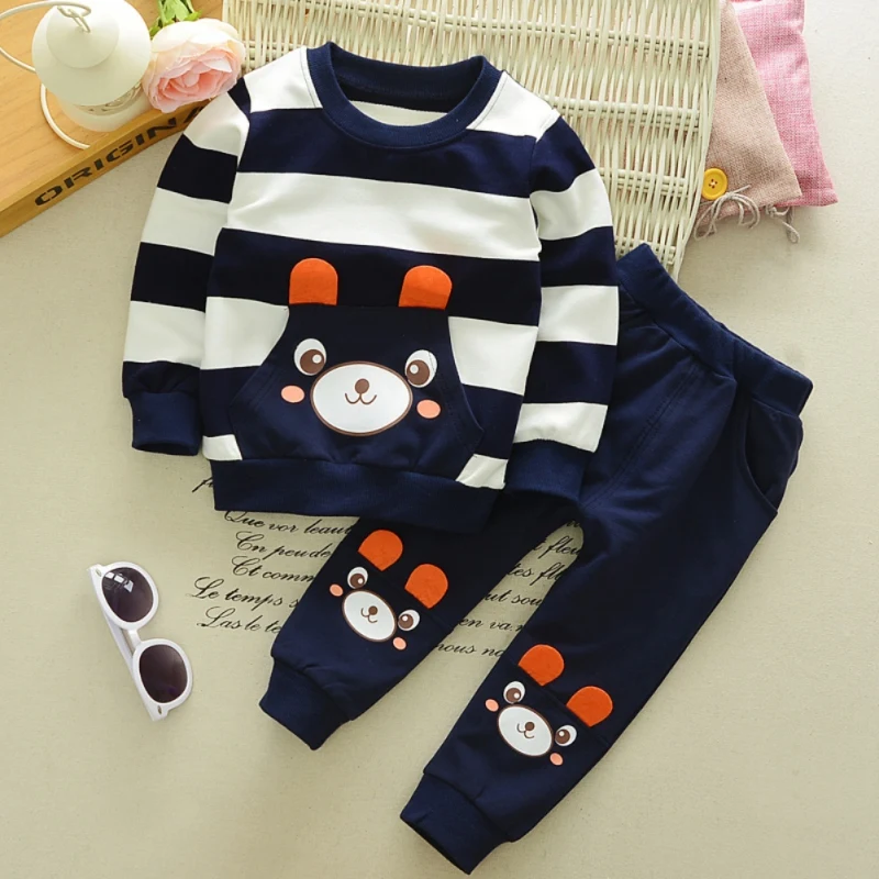 

Spring Sets For Baby Boys Girls Cartoon Bear Design Cloth Set Children Hoodie Top Coat+ Pant Suits children Set