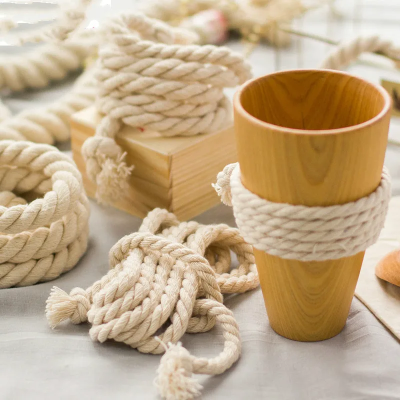 Cotton Rope Three strands of cotton rope hand DIY thick rice white braided decorative