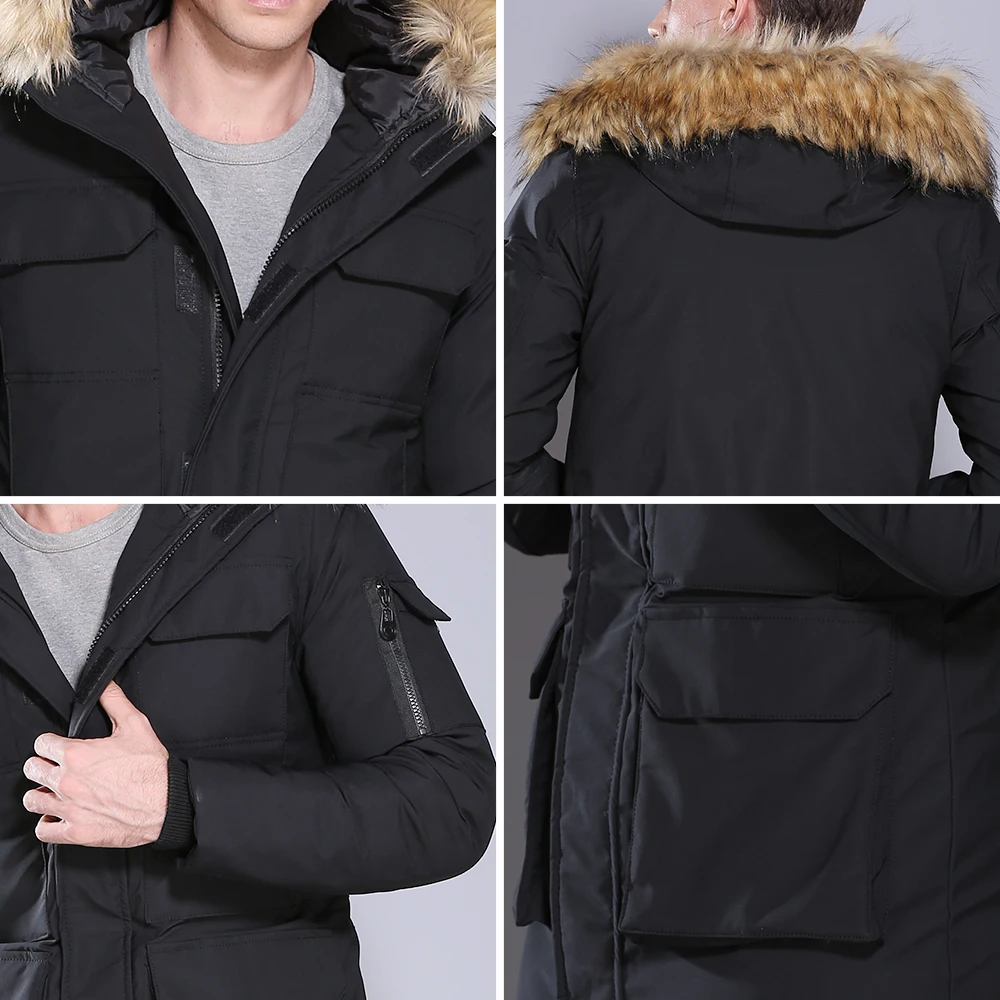 COUTUDI новая коллекция, мужские зимние куртки, длинная Стильная мужская парка, пальто с меховым капюшоном, пальто с хлопковой подкладкой, парка, куртки