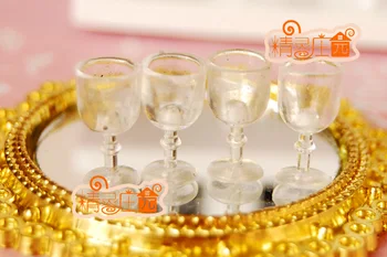 

G05-X479 children baby gift Toy 1:12 Dollhouse mini Furniture Miniature rement Transparent plastic glasses wine cups 4pcs/set