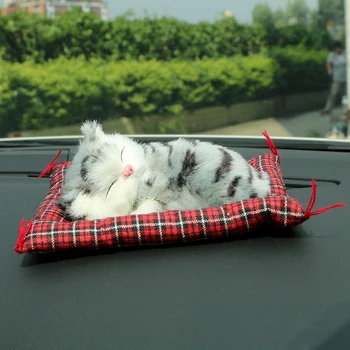 

Lovely Plush Kittens Doll Toy Cute Simulation Sleeping Cats Car Ornaments Car-styling Dashboard Decoration Interior Accessories