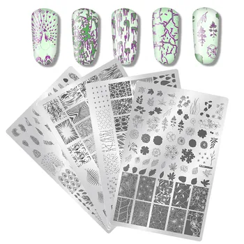 

1pc Mixed Stamping Nail Art Image Plates Stainless Steel 9.5*14.5CM Couple Love Plaid line Manicure Stencil Tools