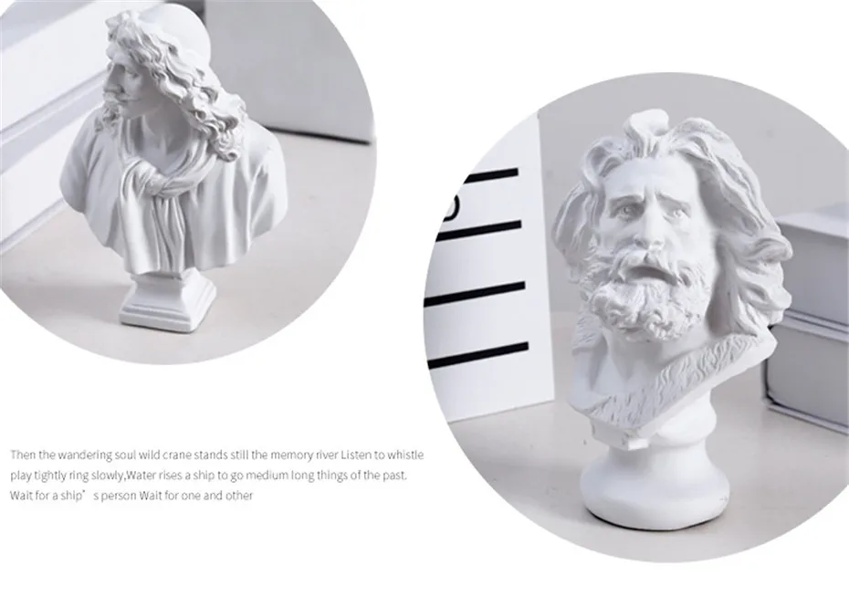 Resin Figure Statue Plaster Figure Decoration Large Art Props Portrait Sculpture Model Human Head Ornament Gift Home Decoration (18)