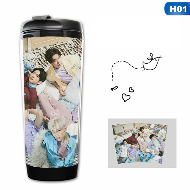 

1 Piece Kpop GOT7 New Album Photo Water Cup Health Lemon Juice Water Bottle Double Insulation Travel Curve Cup