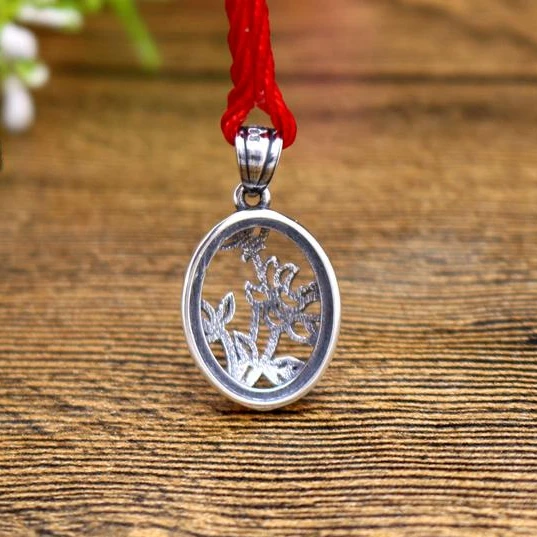 

12X16mm Oval Cabochon Semi Mount 925 Sterling Silver Women Pendant Vintage Style for Gemstone Fine Jewelry Setting