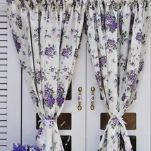 Кружевная кайма Классическая пасторальная хлопок фиолетовая Роза кофейные занавески для кухни для гостиной спальни 150*110 см