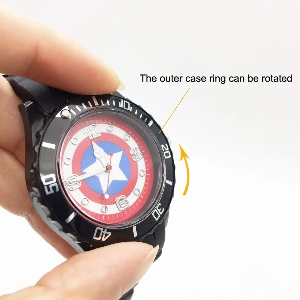 The Avenger Captain America students watches quartz wrist watch for kids cool boys clock black pu strap drop shipping (17)