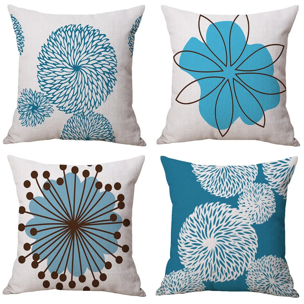 

Gacsidy Store dakimakura 4pcs Modern Simple Geometric Style Cotton Linen Burlap Square Throw Pillow Cover