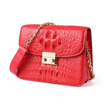 

100% authentic crocodile skin single shoulder slant chain ladies leisure leather bag.