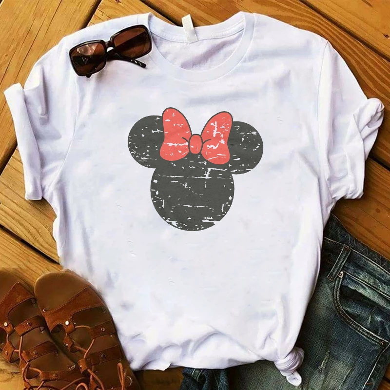 

T Womens Graphic Floral Ear Bow Tshirt Female Cute Print Women Cartoon Top Korean Harajuku Ladies Tee Shirt Clothes T-shirt