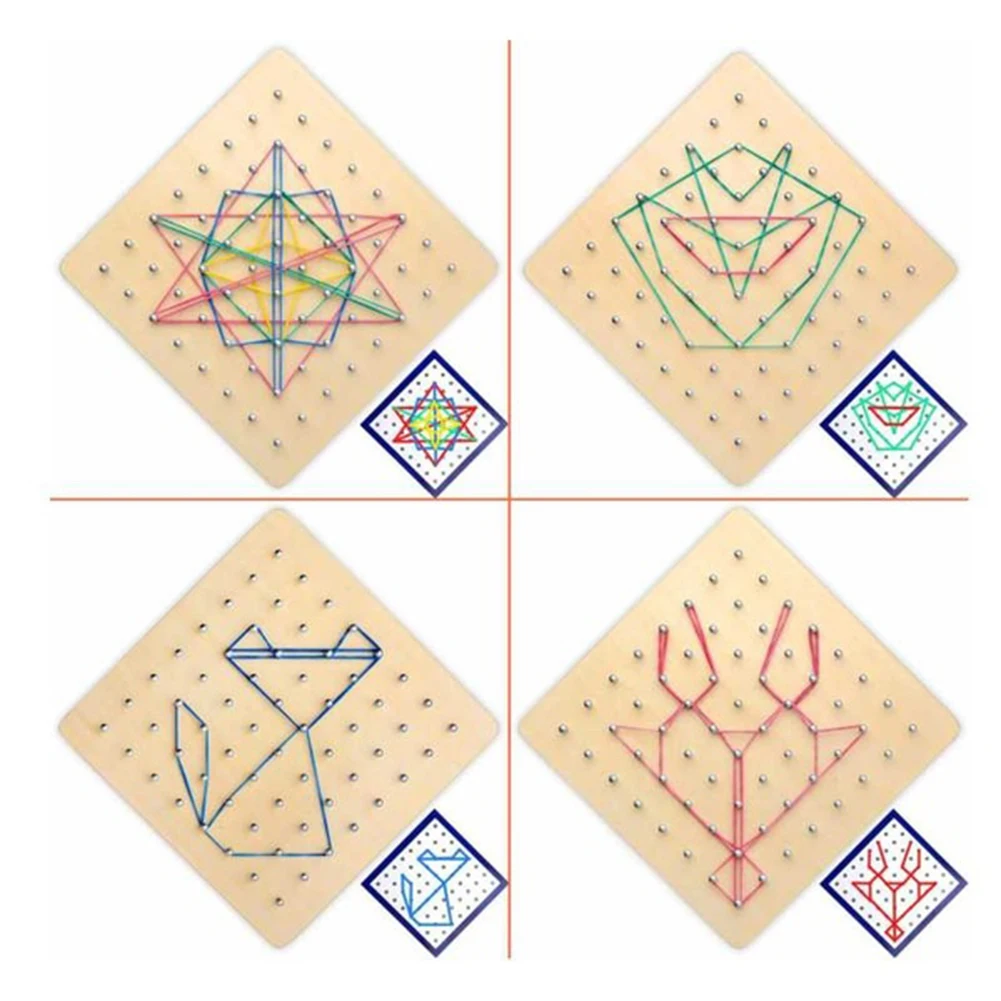 Деревянные Peg Geoboard резиновые галстуки видеокарты Дошкольные Детские развивающие игрушки