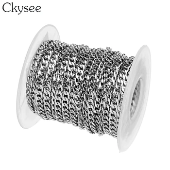 

Ckysee 10Yards/Roll 3/4/5mm Width Stainless Steel Bulk Chain Silver Men's Figaro Link Chain Necklaces For Diy Jewelry Making