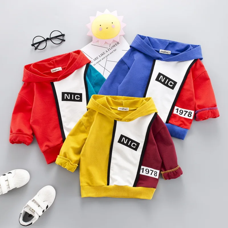 

2019 New Autumn Fashion Baby Clothes Boys Girls Cotton Leisure Hooded Sweatshirts Infant Letter Blouse Kids Hoodies