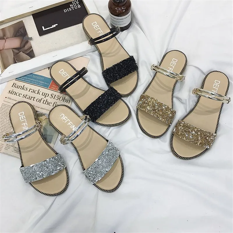 

Sandals female zapatos mujer 2019 new sandals flat with flat shoes two women's shoes sandals women chaussures femme
