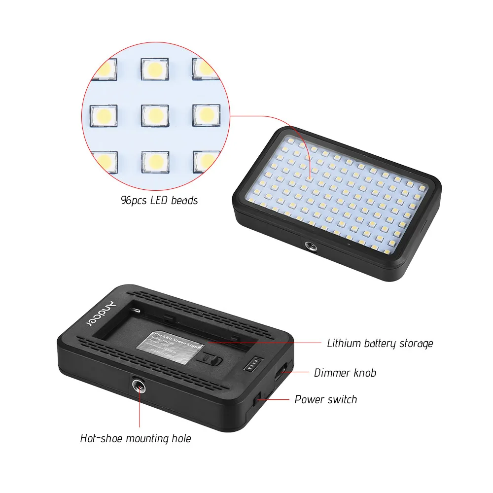 Andoer 96 Светодиодный s 7,5 W/160 светодиодный s 12 W светодиодный видео свет 6000 K затемняемый заполняющий свет с креплением камеры и CT фильтром для DSLR ILDC камеры s