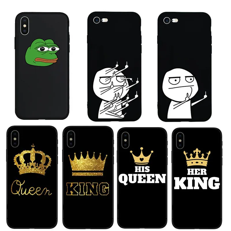 Funny KING Frog Little Man Middle Finger Soft coque for iPhone 7 case Xs Max XR 8 8Plus x 7Plus 6 6s Plus 5 5s SE Phone Cover |