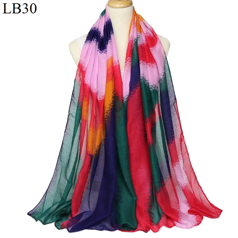 Цветной женский шарф, модные мягкие тонкие длинные шарфы, Полиэстер, Хлопок, зимняя Радужная шаль, Дамская Пашмина бандана, платок