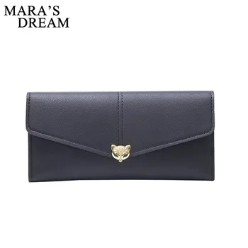 

Mara' Dream Classic Fox Button Long Women Wallet Fashion Girls Change Clasp Leather Purse Female Money Coin Card Holders Wallets