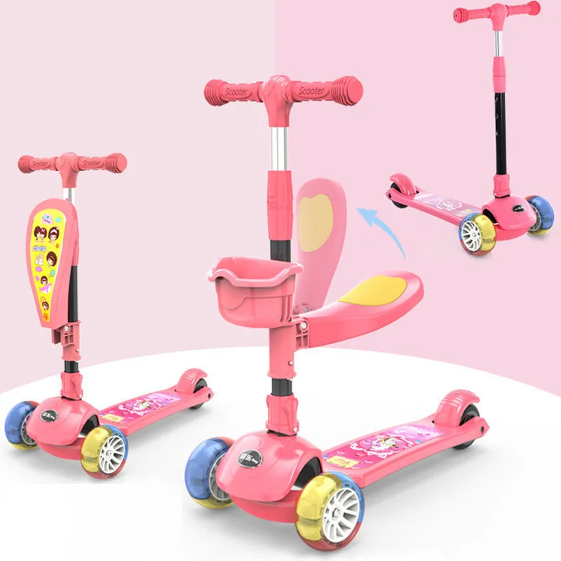 Детский скутер 3 колеса Kick скутер скейтборд передний светодиодный мигающее колесо музыка функция дети наружное, спортивное, игрушечное