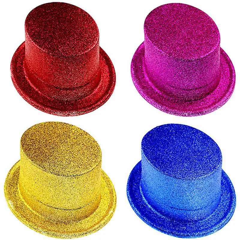 

MYZOPER 12Pcs New Glitter Powder Solid Color Fashion Magician High Hat Unisex Casual Tide Child Halloween Props Clown Hat