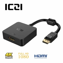 ICZI 4K 30Hz Active DP to HDMI Adapter DisplayPort 1.2 to HDMI 1.4 Gold Plated Converter for PC Laptop Displays Black