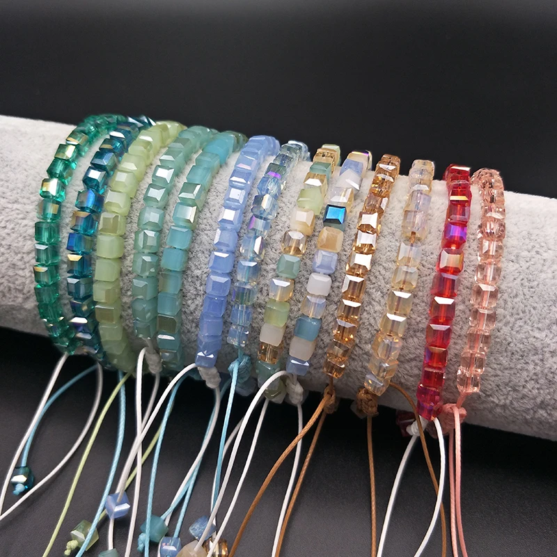 

Shuangsheng Classic Bling Crystal Bead Friendship Bracelet Coloful Cristal Adjustable Bracelet for women Beaded Bohemia Bracelet