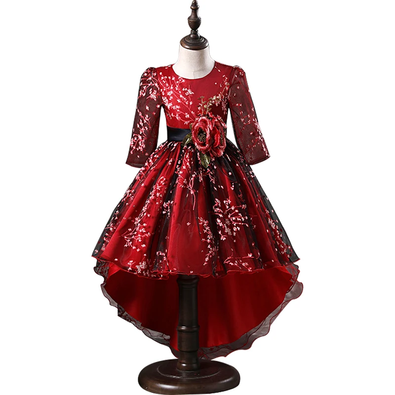 Детское платье с цветочным узором для девочек, платье принцессы для свадебной вечеринки детское рождественское платье для девочек, костюм Возраст от 10 до 12 лет