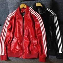 Мужская куртка из натуральной кожи, Классические мягкие бейсбольные куртки из овчины черного/красного цвета, большие размеры, M-4XL пальто