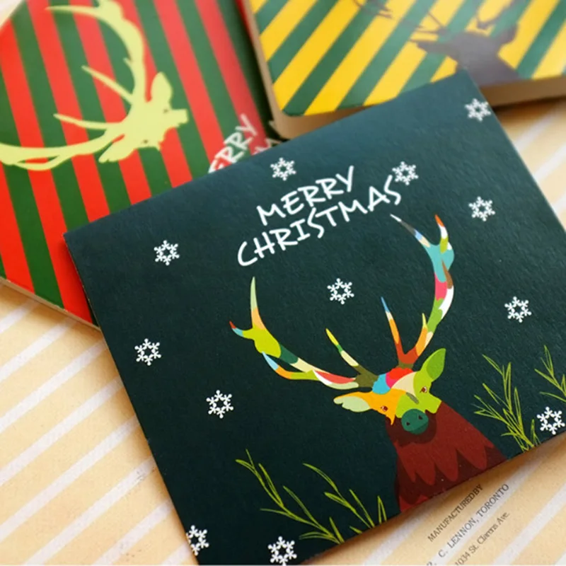 

10PCS/set High-end Cute Small Fresh Creative Folding Christmas Card Universal Blessing Card Wholesale