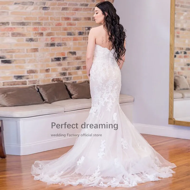 Элегантное платье русалки Vestido De Casamento милое платье цвета слоновой кости свадебное платье с аппликацией Часовня поезд на заказ Vestido De Novia