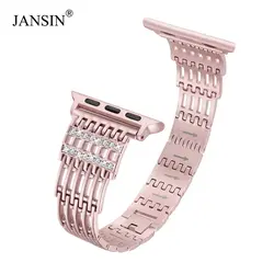 JANSIN Bling Diamond band для Apple Watch полосы 38 мм 42 мм 40 мм 44 мм Нержавеющая сталь ремешок Женщины браслет для iWatch серии 4 3 2